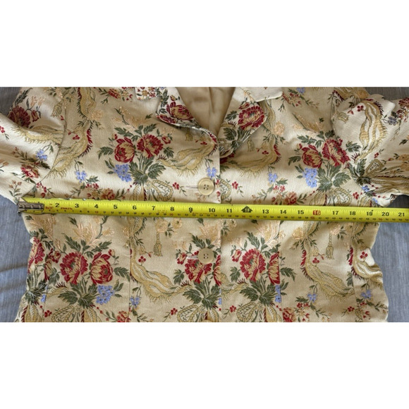 Vintage Clement Womens Floral Brocade Button Blazer Size XL Shimmer German Jacke - Picture 14 of 16